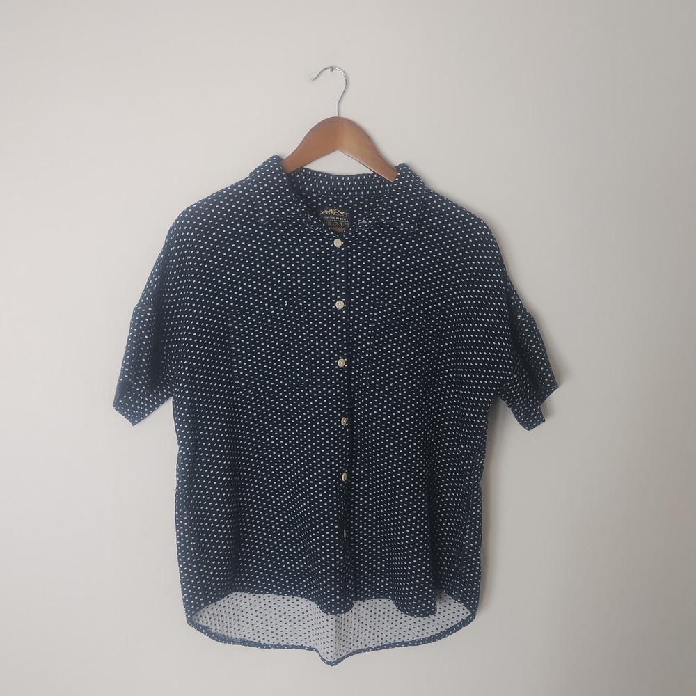 United By Blue Organic Cotton Button Up Shirt Women's XL Polka Dot Sustainable